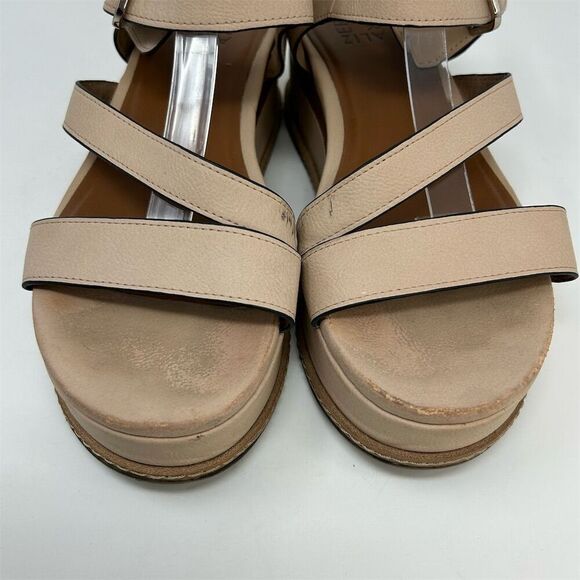 Naturalizer Strappy Platform Sandals Beige Faux Leather Size 9.5 Casual Summer - Picture 4 of 13